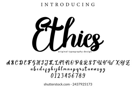 Fuente de ética Pincel elegante pintado en mayúsculas letras vectoriales, alfabeto, tipo de letra
