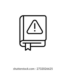 Ethics guide book with warning symbol black and white vector icon for professional compliance and moral responsibility