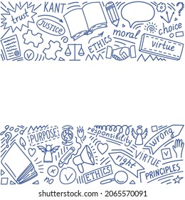 Ethics hand drawn pen doodle. 