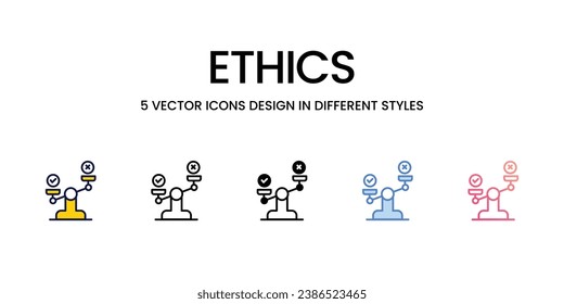 Ethics Icon Design in Five style with Editable Stroke. Line, Solid, Flat Line, Duo Tone Color, and Color Gradient Line. Suitable for Web Page, Mobile App, UI, UX and GUI design.