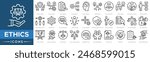 Ethics icon. Integrity Symbol, Ethical Values, Transparency Icon, Accountability, Moral Compass, Fair Practices, Code of Conduct, Honesty Badge and Trustworthy Actions
