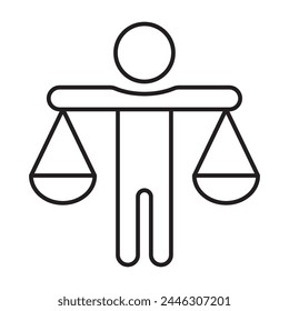 Ethics icon in outline, Core ethical value of any business company symbol. Morality and integrity with trust in principle vector. Corporate justice scale sign. 