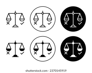 Ethics icon set in black filled and outlined style. suitable for UI designs