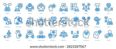 Ethics Icon Set Flat Color Style