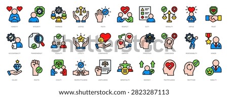 Ethics Icon Set Flat Color Style