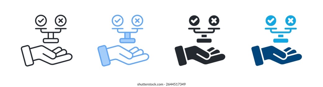 Ethics Icon Set Multiple Style. Designed In Outline, Blue, Glyph, Dual Tone