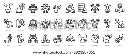 Ethics Icon Set Outline Style