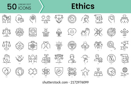 ethics Icons bundle. Linear dot style Icons. Vector illustration