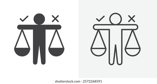 Ethics icons. flat and line style set