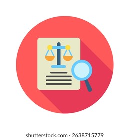 Ethics Review mini illustration rounded flat color icon, use for research and development, education, industry, UI, UX kit, app and web development, digital or print.