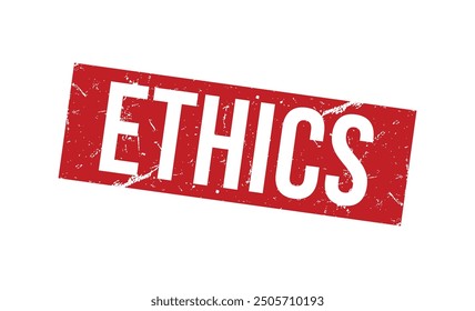ETHICS Gummistempel, Vektorgrafik auf weißem Hintergrund