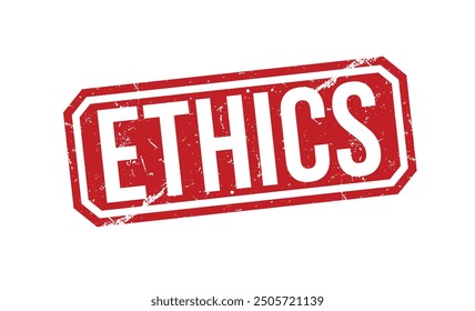 ETHICS Gummistempel, Vektorgrafik auf weißem Hintergrund