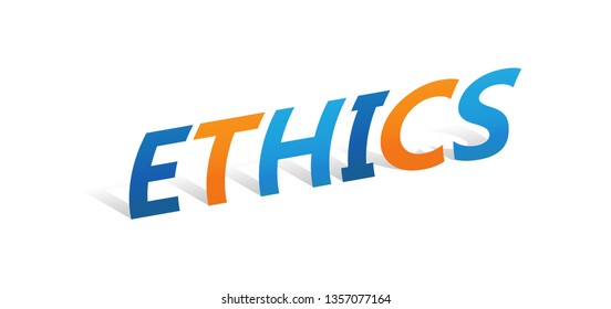 ETHICS upright paper letters typography