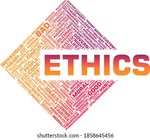 Ethics vector illustration word cloud isolated on a white background.