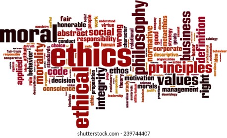 Ethics word cloud concept. Vector illustration