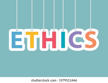 ethics word made with colorful hanging letters- vector illustration