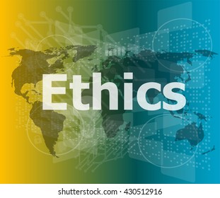 ethics word on digital touch screen vector illustration