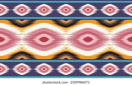 Ethinic Abstract Red and Soft Pink Tone ikat pattern.
Ikat Aztec print. Scandinavian seamless pattern. Ethnic ornament. tribal Scandinavian geometric vector ikat pattern.