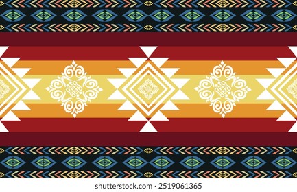 Padrão de tapete abstrato etínico em 
Impressão asteca. Padrão escandinavo sem emenda. Ornamento étnico. tribal Vetor geométrico escandinavo ikat padrão.