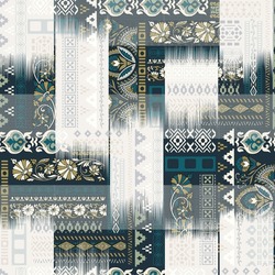 Ethinic Patchwork Pattern On Navy Background