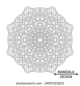 Ethinic Style of Coloring Book Page for Adults and Children. Easy Mandala Coloring Book Pages for Adults to Relax, Experiences Give Relief. Resizeable Vector File