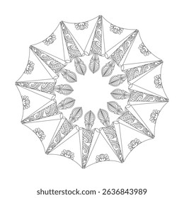 Página de libro para colorear de Plantilla de mandala de estilo étnico. Páginas fáciles de libros para colorear de mandala para que los adultos se relajen, las experiencias dan alivio. Archivo de Vector de tamaño variable
