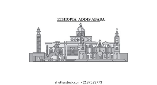 Ethiopia, Addis Ababa city skyline isolated vector illustration, icons