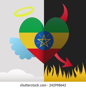 Ethiopia background of a heart half demon half angel
