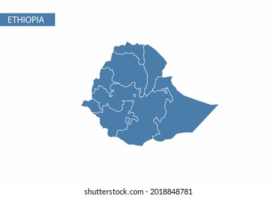 Ethiopia blue map detailed vector.