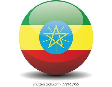 Ethiopia circle button flag background texture. Vector illustration.
