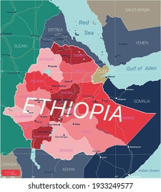 Ethiopia Country Detailed Editable Map 260nw 1933249577 