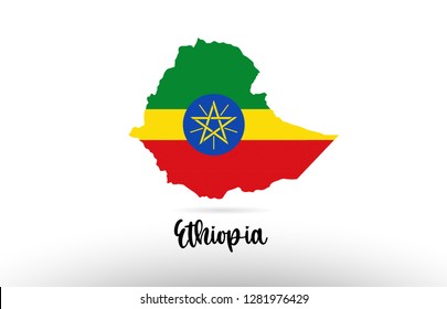 Ethiopia country flag inside country border map design suitable for a logo icon design