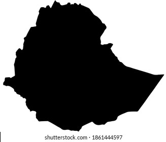 Mapa del mapa del país de Etiopía ilustración del vector aislado negro