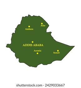 Ethiopia country map,vector illustration simple design