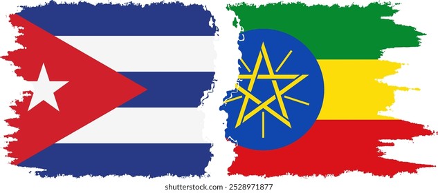 Etiopía y Cuba: conexión de banderas grunge, Vector