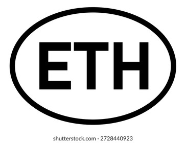 Vector de la abreviatura de Etiopía ETH sobre un fondo blanco
Icono de la etiqueta engomada oval de la abreviatura del código de Country en un fondo blanco