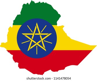 Ethiopia Ethiopian Flag Country Map Shaped Illustration 