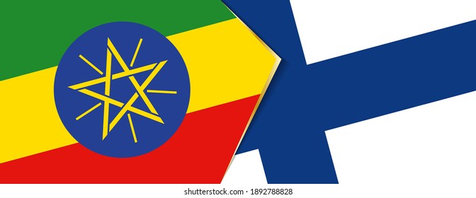 Ethiopia and Finland flags, two vector flags symbol of relationship or confrontation.