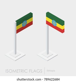 Ethiopia flag 3d isometric style