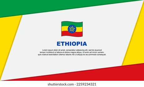 Plantilla de diseño de fondo de resumen de marca de Etiopía. Ilustración del vector de caricaturas del Día de la Independencia de Etiopía. Banner de Etiopía