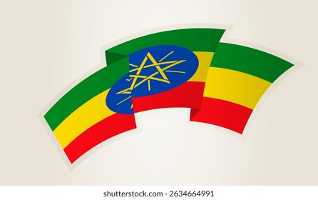 Äthiopische Flagge in abstrakter Bandform, Nationalsymbol Äthiopiens. Dieser Vektor ist ideal für den Einsatz bei nationalen Veranstaltungen, Independence Day, internationalen Sportwettkämpfen.