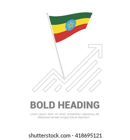 Ethiopia Flag with analytics graph up, Bold heading and place for text template