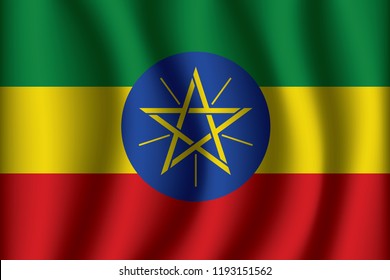 Ethiopia flag background with cloth texture. Ethiopia Flag  vector illustration eps10.