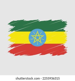Ilustración del vector del pincel de bandera de Etiopía