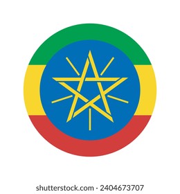 Ethiopia flag. Button flag icon. Standard color. Circle icon flag. Computer illustration. Digital illustration. Vector illustration.