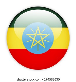 Ethiopia flag button on white