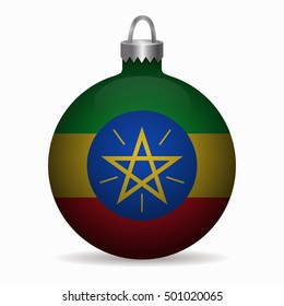 ethiopia flag christmas ball vector