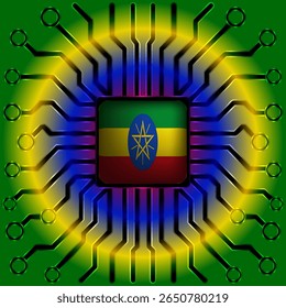 Insignia de microchip de Tablero de la bandera de Etiopía - Diseño de tecnología y nación