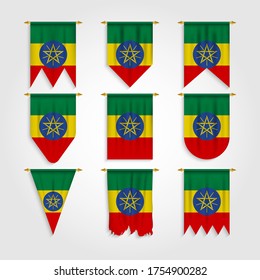 Ethiopia Flag in Different shapes, Flag of Ethiopia in Various Shapes