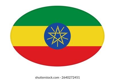 Ethiopia flag ellipse shaped. vector	
